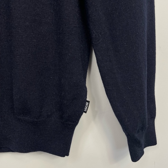Hugo Boss Men’s Botto Crewneck Virgin Wool Pullover Sweater Navy Blue Italian L - Picture 8 of 12